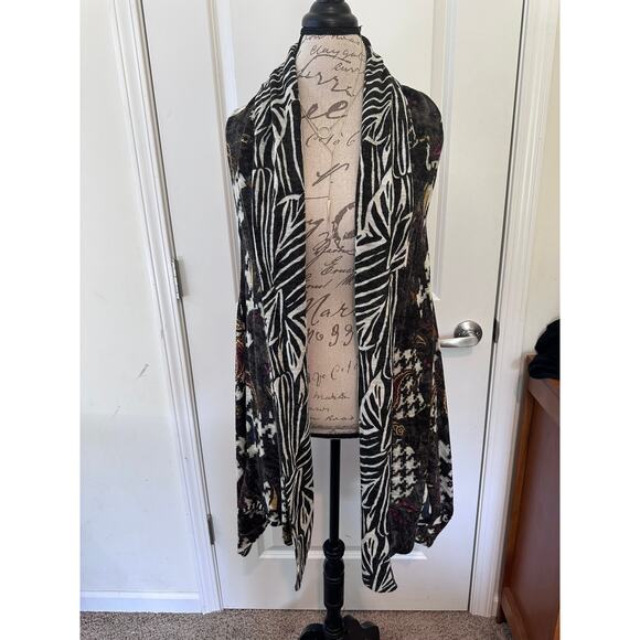 Atmosphere Women's sz L Reversible Drape Vest Boho Houndstooth Zebra Paisley - Picture 4 of 4